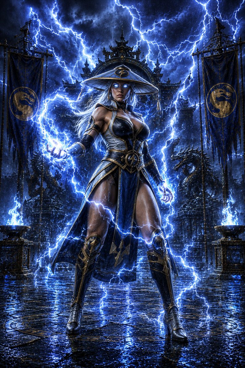 slomoassassin's tweet photo. ⚡ 8. Lady Raiden – Thunder Realm Protector
Full-frame — Female thunder goddess surrounded by violent lightning storms. https://t.co/GbuMm8BZcQ