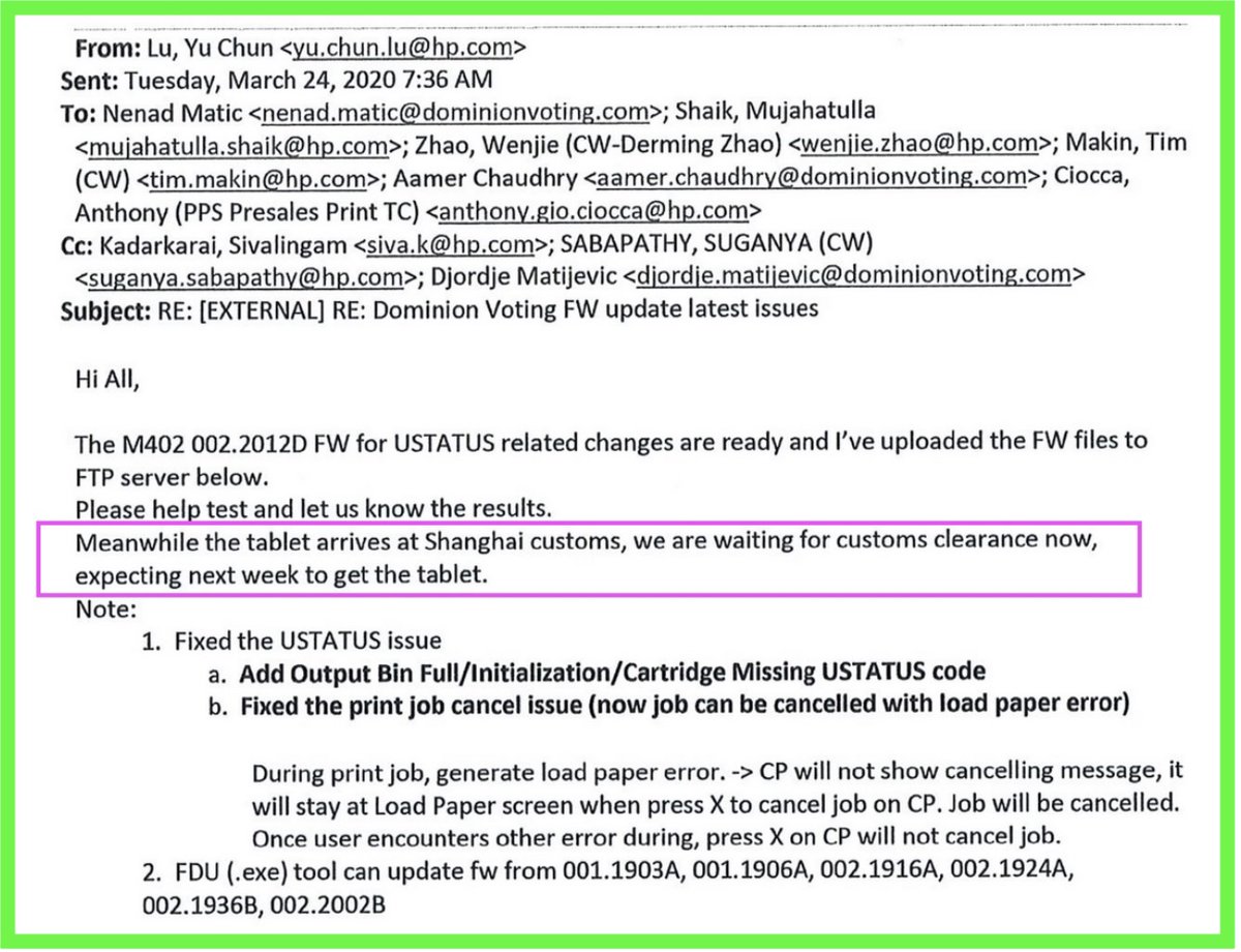 Rasmussen_Poll's tweet photo. Reader Resources

Since American legacy media is forbidden to cover actual developments in new official election fraud evidence, their readers may be unaware of recent court filings and depositions. Here are just three links and some court discovery documents from @SheriffLeaf 

Be kind and share?

Virtual Machines -> https://t.co/OBx1Uy2BUs
Made in CCP China -> https://t.co/Bg3NTihcas
Federal Court Testimony -> https://t.co/YwCKHHvn8Z
