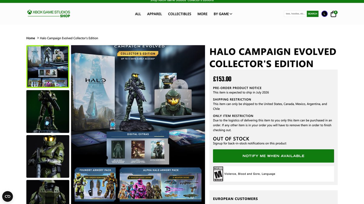 HorizonTandG's tweet photo. Gears, Fable and Halo collectors edition's seem to be sold out on the UK XBOX studios website. 

You can still buy them from the EU store: 
https://t.co/1KfKzgFAVe

#XBOX https://t.co/7x3ZZECqYF