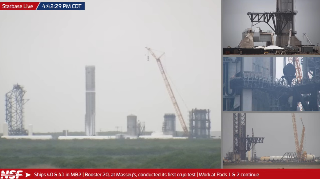 NASASpaceflight's tweet photo. Starship Flight 13: Round 2 of cryo proofing for Booster 20 at SpaceX Massey's.

https://t.co/e3xbqPnwZ5 https://t.co/eEwpSMLfGE