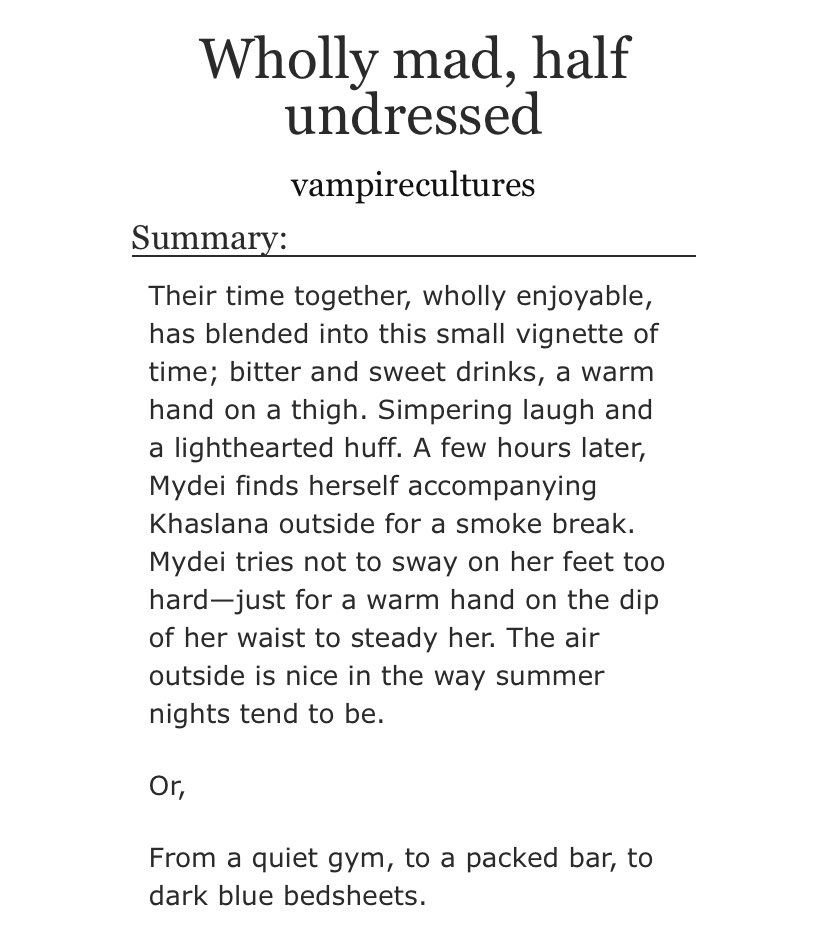 mydeifcker's tweet photo. Wholly mad, half undressed - a #phaidei / #khasdei fic
Modern AU | 1/1 | 15k words

for #PhaideiPrideWeek day 4

- T4T Khasdei yuri!!!
- lots of feelings
- slice of life &amp; domestic fluff
- strangers to lovers
- rated E 🔞
- more warnings in notes <3

 🔗⬇️ https://t.co/AQktunGNJ6