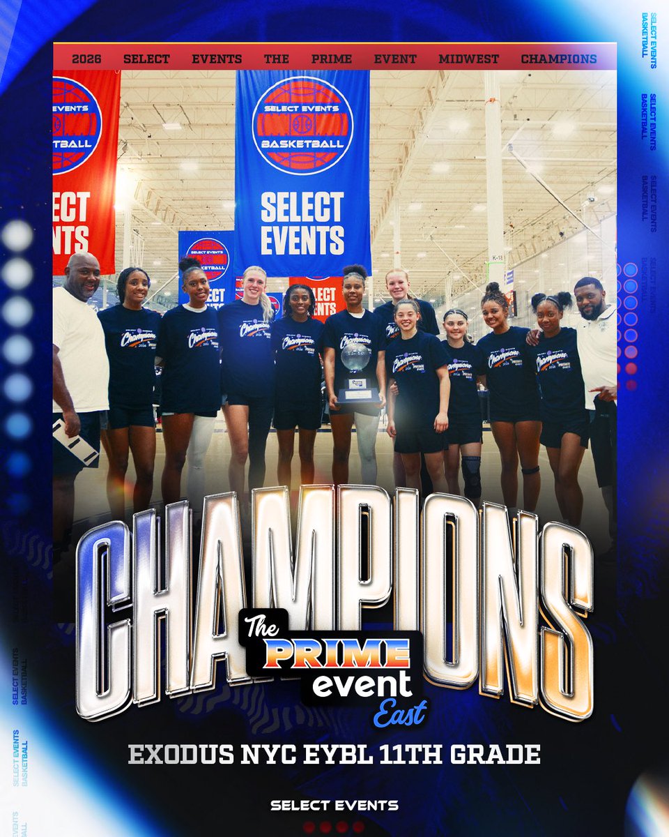 SelectEventsBB's tweet photo. EXODUS NYC EYBL ARE THE PRIME EVENT EAST 17U CHAMPIONS 🏆 @Exodushoops https://t.co/vyIyyddWgx