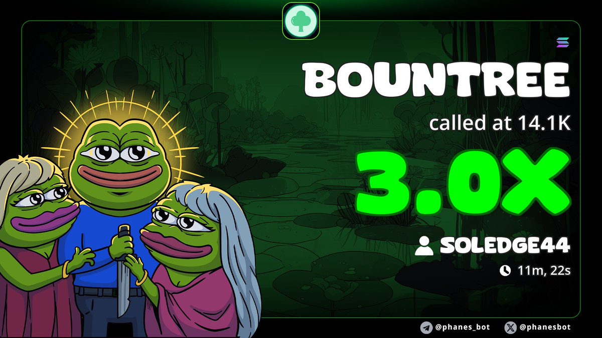 Soledge44's tweet photo. Smart money is rotating before the crowd notices 👀

$BOUNTREE → 3.0X 🎯
Early entries, consistent results 🤝
TG stays sharp 🍀📈

CA >> 
7EvFtRPLReCQg6AuFD9Dx3WjwG9UtDjtRMmgJyicpump
#100xGem #Solana #Memecoin #Cryptocalls #Degen #PumpFun  #Degen https://t.co/zOpogz4791