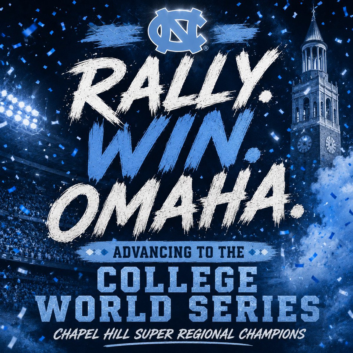 UNC_TarHeelFan's tweet photo. No. 5 UNC rallies to walk off USC 4-3 in Chapel Hill. 

Tar Heels advance to the College World Series!!! https://t.co/iqzviBXgMg