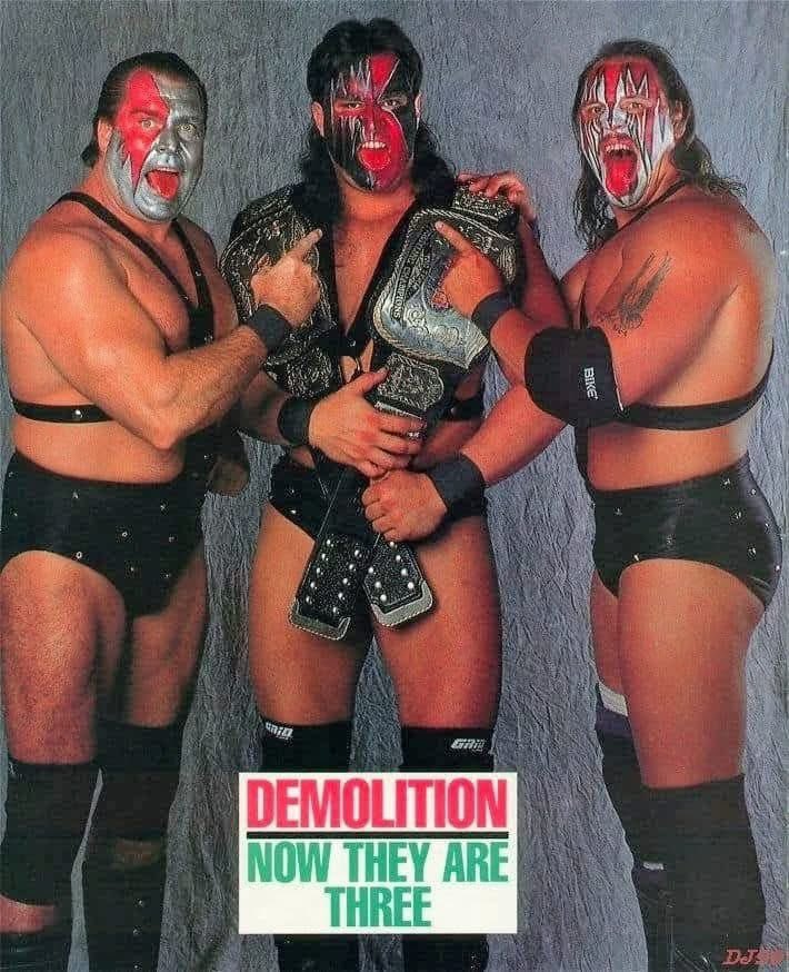 80sWrestling_'s tweet photo. Who was a fan of Crush being added to Demolition? https://t.co/YohB3CPqDw