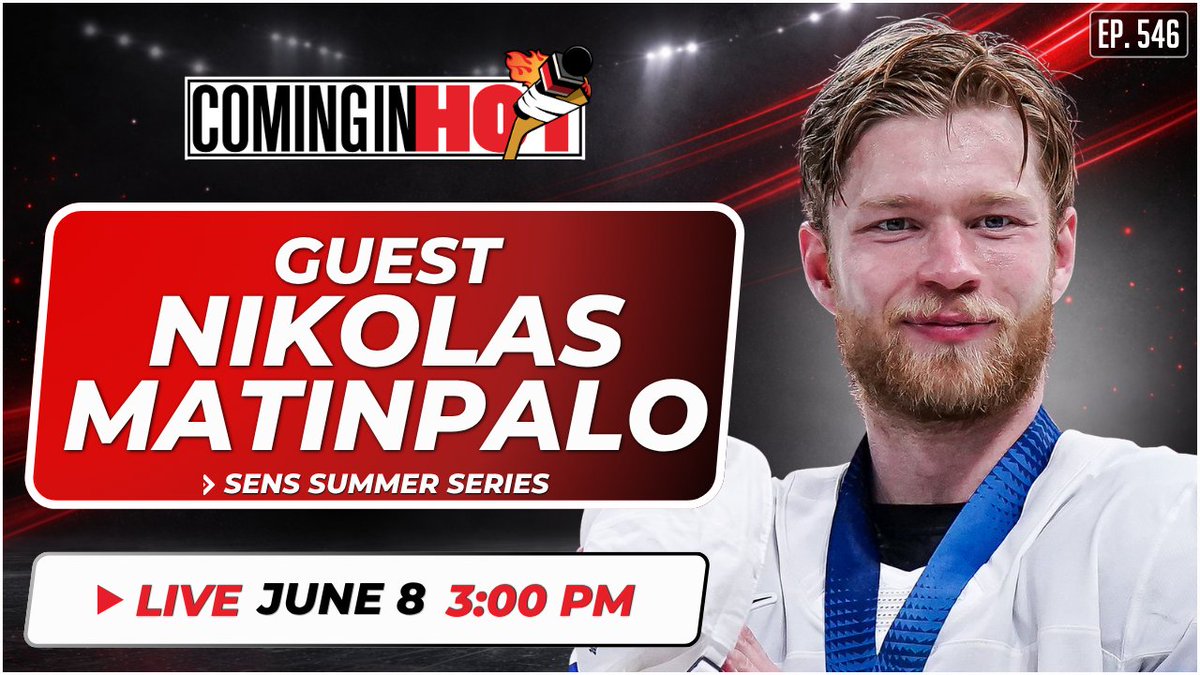 ComingInHotSens's tweet photo. LIVE SHOW! June 8th @ 3:00pm et 🚨

➡️ Nikolas Matinpalo joins the show! 🔥

➡️ Fresh off a World Championship with Finland, "Kola" reflects on the past year. 🥇

➡️ What's he focusing on heading into next season? 🤔

Tune in to find out!👇
https://t.co/cA8LipnzD5 https://t.co/BmbebG6Z9v