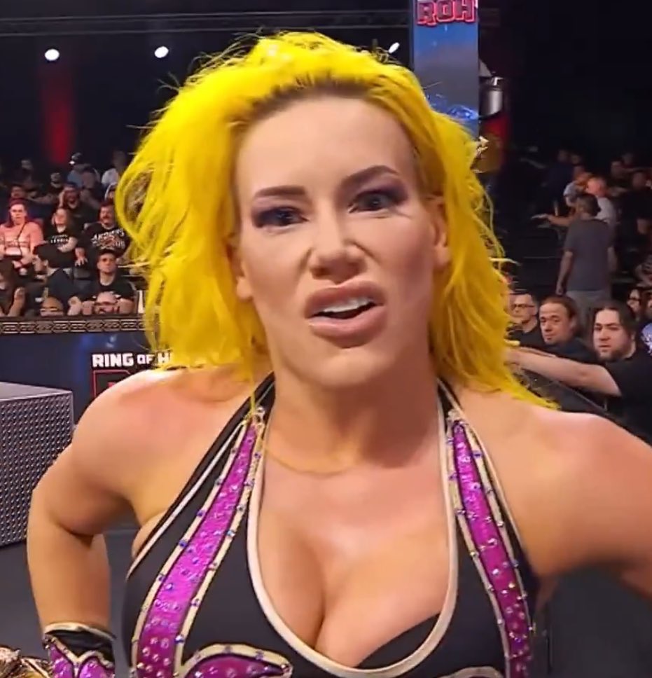 ValkyrieLoses's tweet photo. Taya’s face goes red, either from anger or embarrassment or both. Her chest heaves as she steps forward into Bayley’s personal space. She jabs her chest with a well manicured nail.

“I am every bit the superstar from years ago! Doesn’t matter where, I am HERE!” https://t.co/PVAkxeF1u5