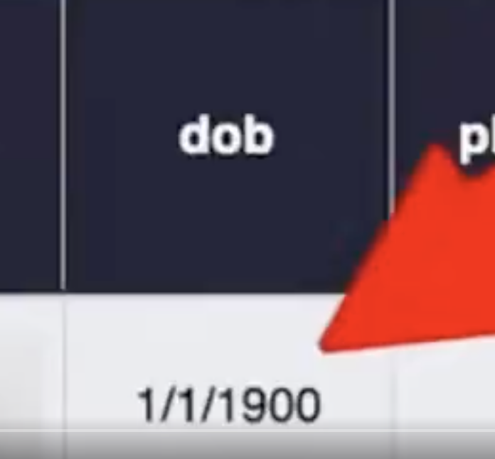 64s's tweet photo. @nickshirleyy this just looks like a missing date of birth to me, with 1/1/1900 being the default missing value

you're the one who read this and said she is 126 years old - that is simply an incredibly dumb way to interpret this information https://t.co/3dOQT6UfNF