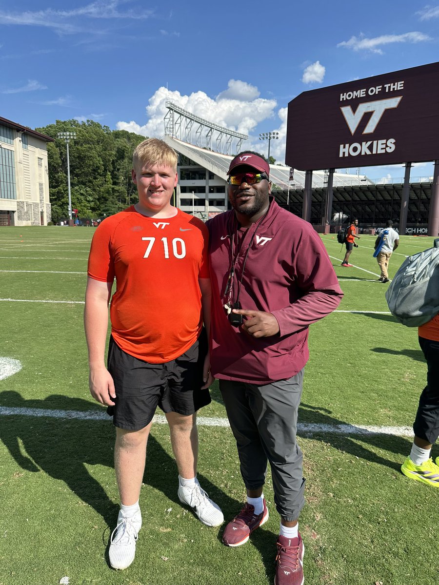 Caleb_Wrye's tweet photo. I had a great time at Va Tech today at camp.  Thank you to @CoachMooreVT @Coach_Danielsen @CoachRAlexander @CoachPryVT @tolbert_nance  It was fun competing and learning from the coaches. https://t.co/1EXCzLIGt1