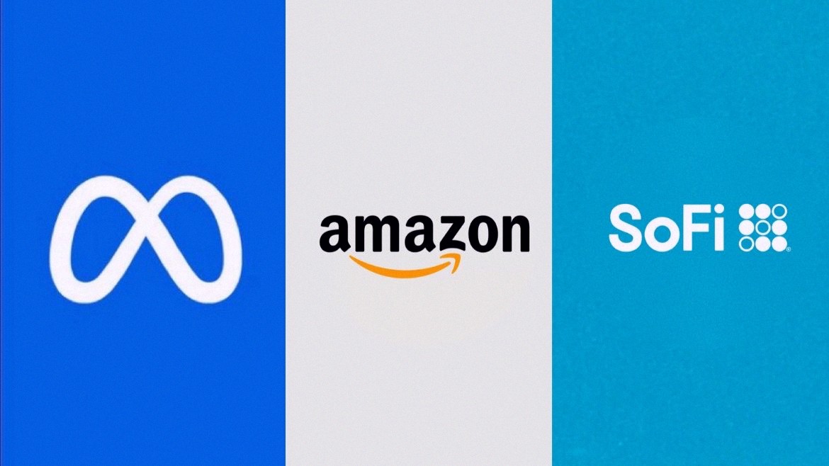 acechatter1's tweet photo. Buying these 3 stocks while the rest is selling off.

$META at $590. Aiming for $1,000+ by 2028
$AMZN at $245. Aiming for $350+ by 2028
$SOFI at $17. Aiming for $45+ by 2028 https://t.co/sTrHJu4bGr
