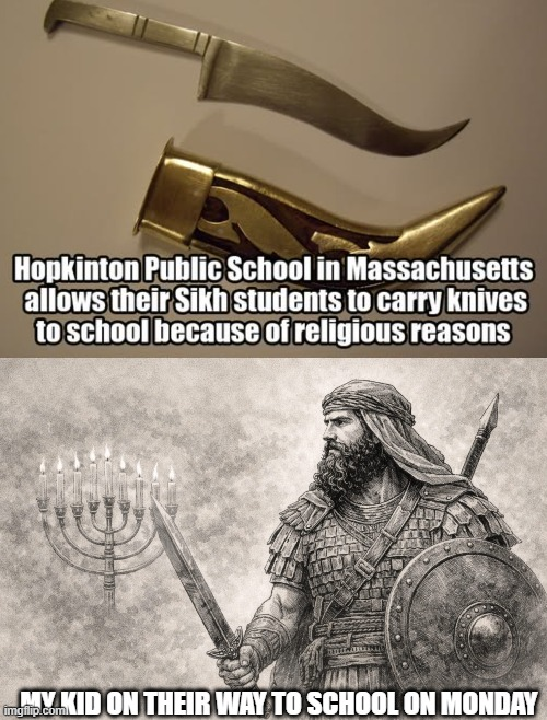 AronOzmeir's tweet photo. Nehemiah 4:17-18: "Those who carried materials did their work with one hand and held a weapon in the other, and each of the builders wore his sword at his side as he worked" 

Exodus 22:2: "If a thief is caught breaking in at night and is struck a fatal blow, the defender is not guilty of bloodshed"  

1 Samuel 25:13: "David said to his men, 'Each of you strap on your sword!' So they did, and David strapped his on as well" (Ya know, stay strapped...)  

Psalm 144:1: "Praise be to the LORD my Rock, who trains my hands for war, my fingers for battle"