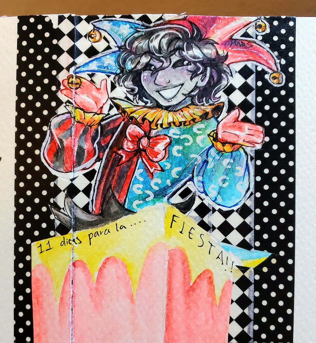 greasycatt's tweet photo. 🃏♤♥︎¡11 dias para la fiesta! ◆♧🃏
- "Eres un peligro" / "Soy una caja de sorpresas"

FRED COMO LITERAL CAJA D SORPRESAS CUS HES JESTER CODED LIVE LAUGH LOVE m dio hueva pintar la caja 😿
#mirrortwiiinscountdown #fhs #fnafhs https://t.co/Vz1HOHOW3i