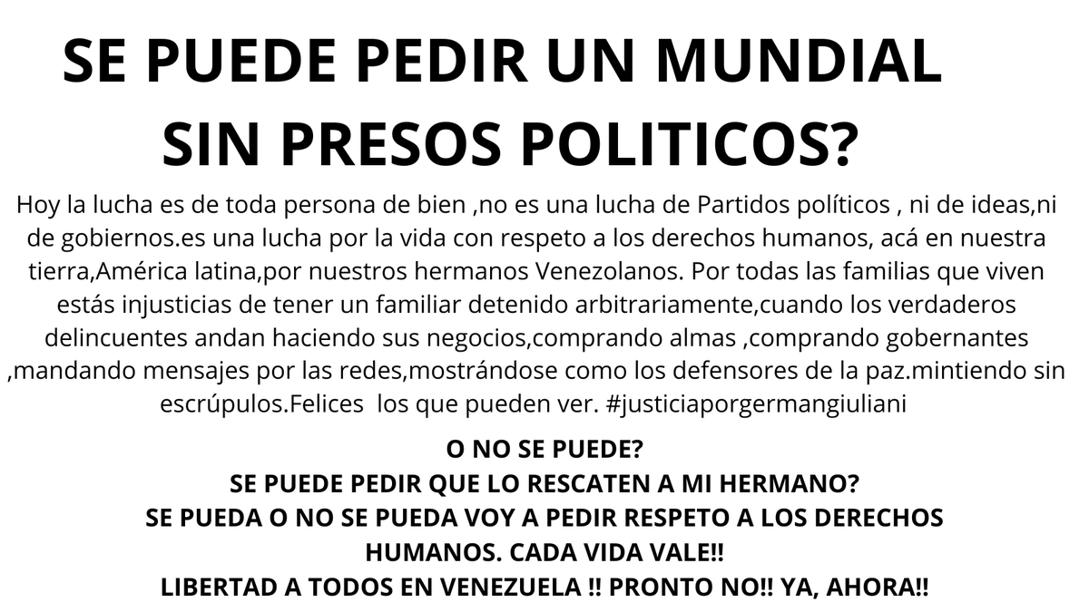 Lucia65247437's tweet photo. YO CREO QUE SI! LIBERTAD A German Giuliani, argentino, detenido arbitrariamente el 22 de mayo del 2025 https://t.co/KMW7XApT26