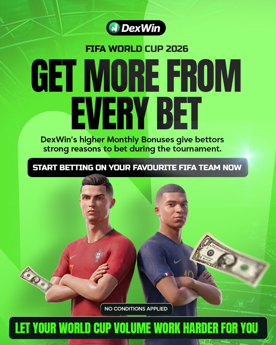 ProfitPicksHub's tweet photo. Make every Bet count during the 2026World Cup with @DexWin_Sports🔥 

Higher Monthly bonuses and Bonus after every bet is too hard to pass👀😤 https://t.co/wpsdm4EpNG