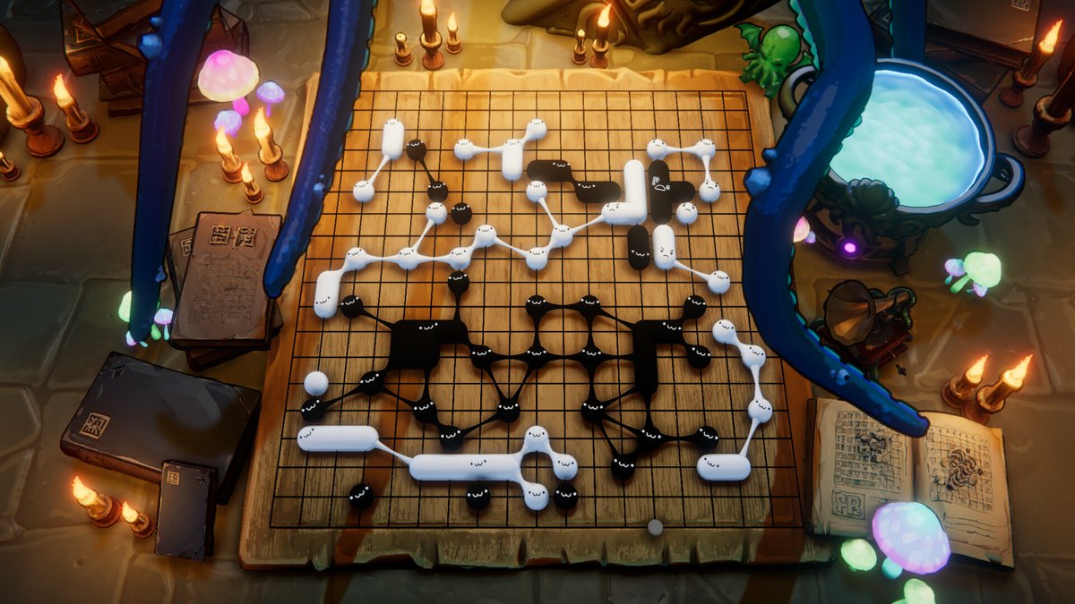 Indie_FreaksJP's tweet photo. 【Japanese Support🇯🇵】ツンデレ気味のクトゥルフ様から囲碁を学ぶゲーム。
『クトゥルフ囲碁指南』

旧支配者と人間では勝負にならないが、そこは酒の強さで力量を調節。子クトゥルフも補助してくれるので安心だ。
碁石はモチモチくっつき、表情で戦況を教えてくれる。
詰碁で自習も可能だ。 https://t.co/VC0ZzqaOaJ
