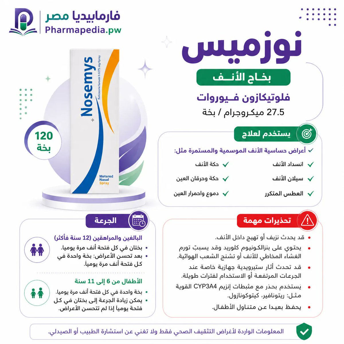 pharmapedia2's tweet photo. نوزميس Nosemys بخاخ الأنف لعلاج أعراض حساسية الأنف التحسسية

https://t.co/2Wa8c0BUg5 https://t.co/1OsV2lUHCr