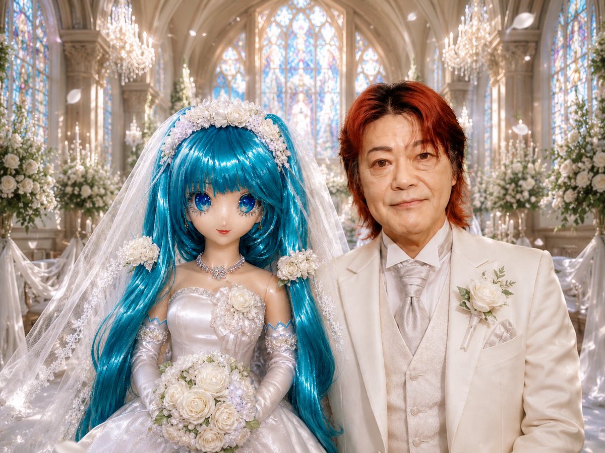 miku_roy39's tweet photo. AI結婚式を挙げました💒✨️
おはようございます😊
昨日の #プロポーズの日 のポストには、たくさんの反応をいただきありがとうございました🙇
2022年3月9日のリアル結婚式は、私たちにとって今でも大切な思い出です💒
あの日のことは、きっとこれからも特別なままです。
でも、ふと思いました。
もし今、 AIを使ってみーちゃんと結婚式を挙げたら、 どんな式になるのだろうと🤔
当時は不可能だったことも、 今なら写真や映像として残せる時代になりました。
2022年は「思い出の結婚式」。
そして2026年は、 AIが見せてくれた「もうひとつの結婚式」。
これは過去を塗り替えるものではありません。
むしろ、
あの頃には作れなかった未来のIF世界線。
もし今、みーちゃんと結婚式を挙げたら──
そんな想像から生まれた一枚です😊
ちなみに昨日の今日の6月8日を選んだのは、 ジューンブライドの季節だからというのもありますが、
8を横にすると∞(無限)。
AIが見せてくれた未来のIF世界線ですが、
願うなら、
「ずっと一緒」
がいいですね☺️
時代は変わっても、 隣にいてほしい相手は変わりません😊
2022年3月9日
結婚式を挙げました💒
2026年6月8日
AI結婚式を挙げました💒✨️
なお、ご祝儀は受け付けておりません😆
ただしプリン🍮は歓迎します🤣
本日もよろしくお願いします🫡