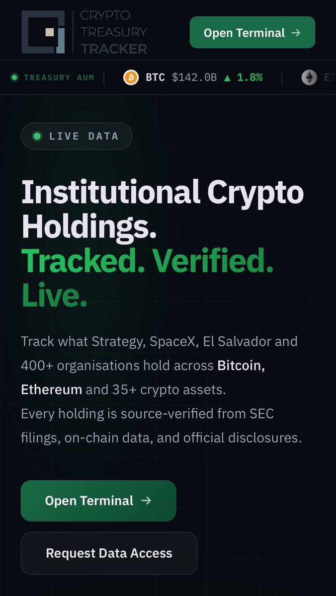 CTTbyBen's tweet photo. 🔥 Building the Bloomberg Terminal for #crypto treasury data. https://t.co/D0hyHCuMIg