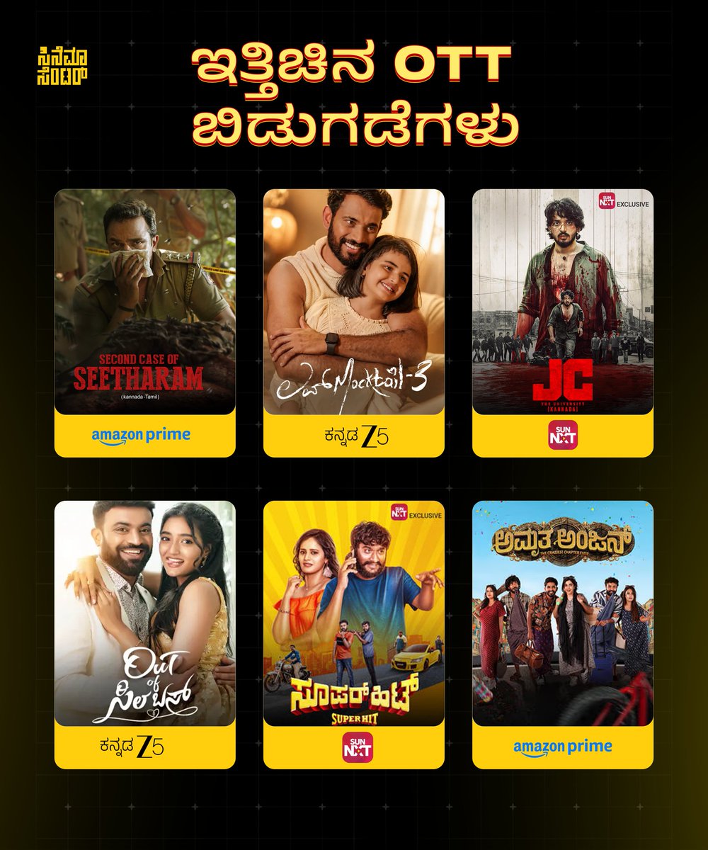 cinemaacenter1's tweet photo. ಪ್ರಾಯಶಃ ಈ ಬಾರಿ, 
ಆಕ್ಷನ್ ಇಂದ ಥ್ರಿಲ್ಲರ್ ವರೆಗೆ, ಕೌಟುಂಬಿಕದಿಂದ - ಯುಗಳ ತರ್ಲೆ ತಮಾಷೆಯ ವರೆಗೆ, ಮನಸನ್ನು ಮುಟ್ಟೋ ಚಿತ್ರಗಳೂ ಸೇರಿ ಬಹುತೇಕ ಎಲ್ಲಾ ತರಹದ ಚಿತ್ರಗಳೂ ott ಗೆ ಲಗ್ಗೆ ಇಟ್ಟಿವೆ.. 

#ಸಿನಿಮಾಸೆಂಟರ್ #CinemaaCenter https://t.co/hha324J64S