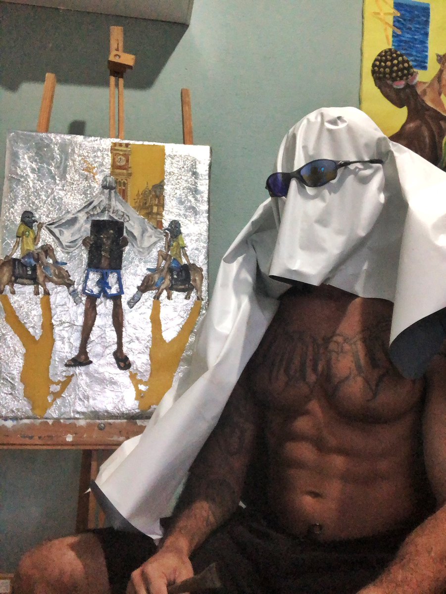 g_labarba's tweet photo. O Censurado.
44x63cm.
Acrílica, alumínio, pastel oleoso, lápis de cor, pasta ouro, sobre tela, 2026. https://t.co/NWlRYeoYVE