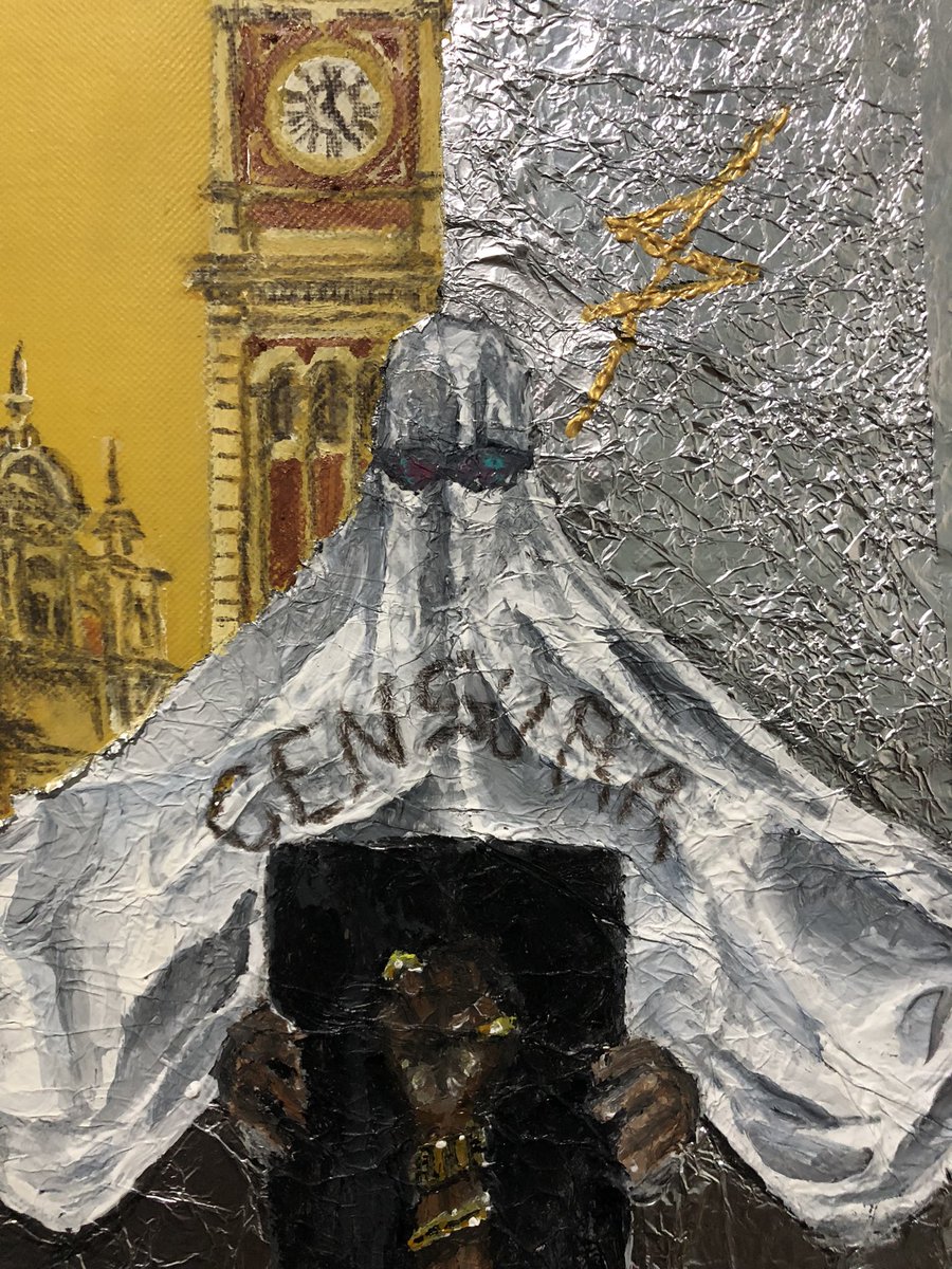 g_labarba's tweet photo. O Censurado.
44x63cm.
Acrílica, alumínio, pastel oleoso, lápis de cor, pasta ouro, sobre tela, 2026. https://t.co/NWlRYeoYVE