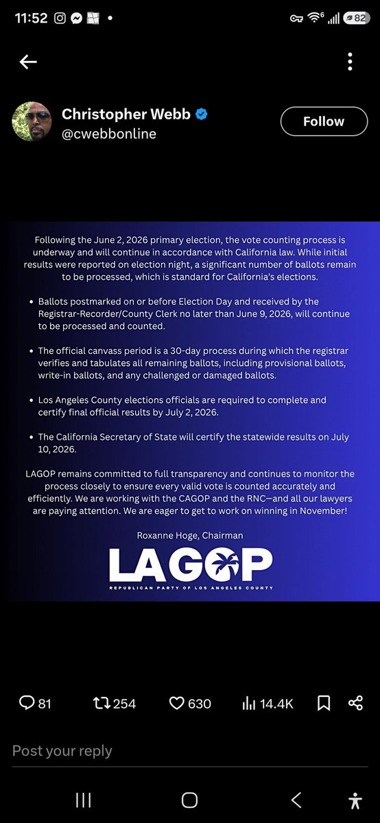 NorCalLowLife66's tweet photo. @StarScreamMax @simonjbloch @spencerpratt @GavinNewsom Here is a statement from the CA GOP saying every election run like this here. It's not my job to educate you or do research for you. https://t.co/f3gqx1Ln8E