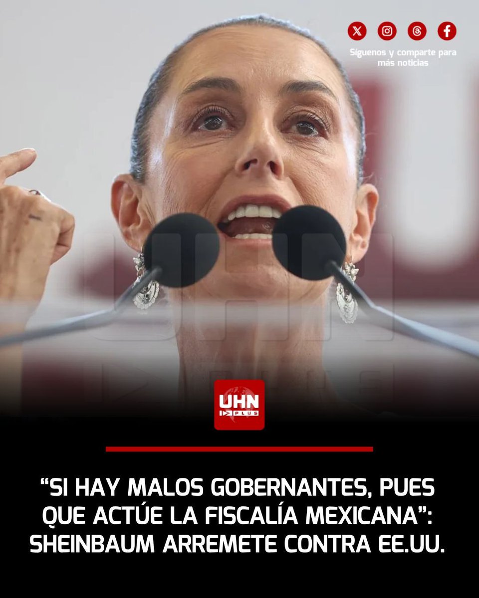 UHN_Plus's tweet photo. 🇲🇽🇺🇸‼️ | Durante uno de sus mitines partidistas, la narcopresidente Claudia Sheinbaum arremetió contra la justicia de EE.UU. y rechazó las acusaciones en contra de sus políticos vinculados a los cárteles. La comunista afirmó que la justicia mexicana, afín al oficialismo, es quien debe investigar la corrupción, que por lo habitual queda impune en México.