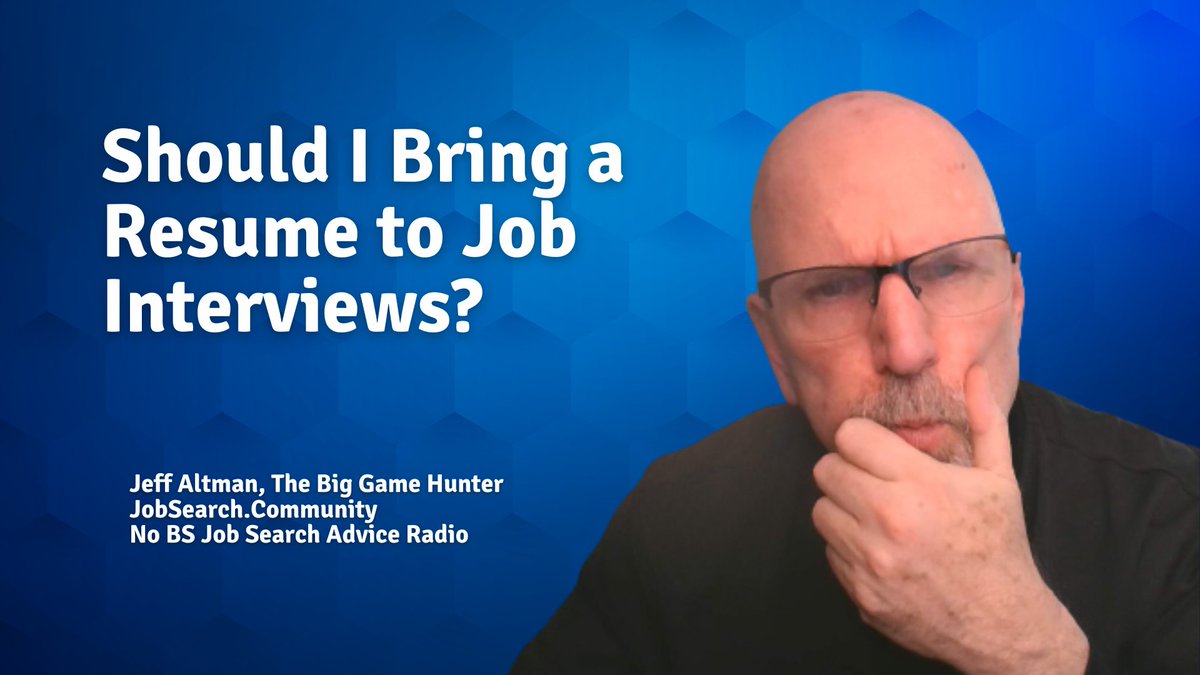 JeffAltmanCoach's tweet photo. Should I Bring A Resume to Job Interviews? #shorts https://t.co/hmOx2xHDA1 #jobsearchtv #asktheexpert #asktheexperts #askthebiggamehunter #jeffaltman #thebiggamehunter #jobsearchcommunity #careertransitioncoaching #careertransitioncoach #interview #jobinterview #interviewtips https://t.co/jT0jNhkEl1