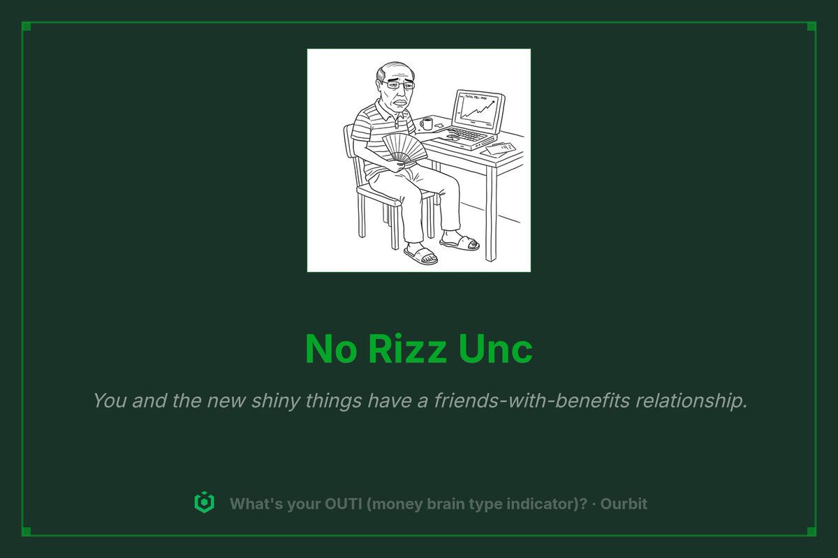 Sholey0039's tweet photo. Just finished the OUTI quiz @ourbit🤣😭
This one hit a lil too close... no rizz but still trading fr. https://t.co/MwyoN5rZOr