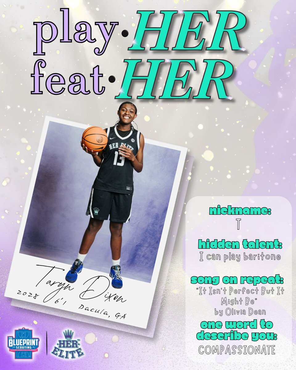 HERelite's tweet photo. One of HER Elite’s most powHERful defenders, shot blockers and out of area rebounder- meet 2028 Taryn Dixon from Hebron Christian Academy!
Get 2 know T!💜
#herelite #get2know https://t.co/iXXYQPeeOl