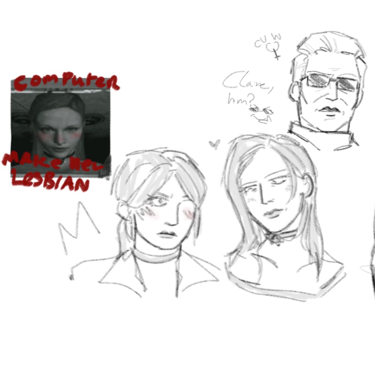 dykeark's tweet photo. My recent doodles. Alexia. Claire, wesker &amp; Zeno https://t.co/ZeLqFuOwhC