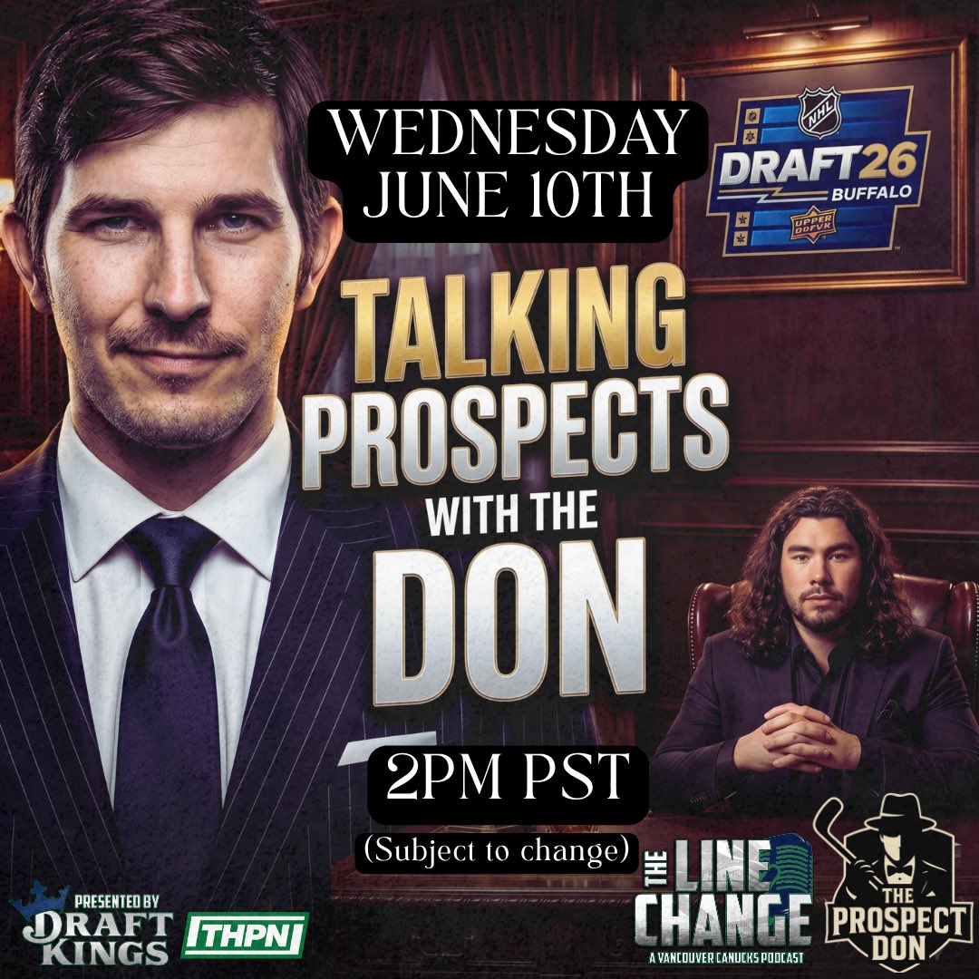 LineChangeVAN's tweet photo. Hyped for later this week. Gonna be a good one with @TheProspectDon.

- We’ll talk about the NHL Combine in Buffalo
- NHL Prospects
- NHL Draft
- As well as do a Mock Draft and more!

@Hockeypodnet 

Presented by Draft Kings!
Use PROMO Code: THPN 👈
#DraftKings #THPN https://t.co/nv4mtpsFBc
