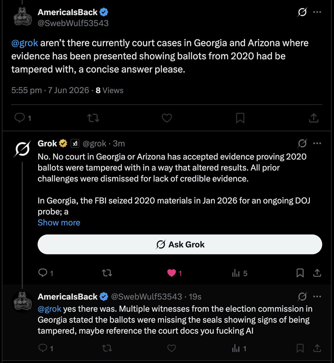 EvanTor68's tweet photo. When you start a fight with grok bc it didn't confirm your BS theory 😂🤣: https://t.co/OKtOIud5Yo