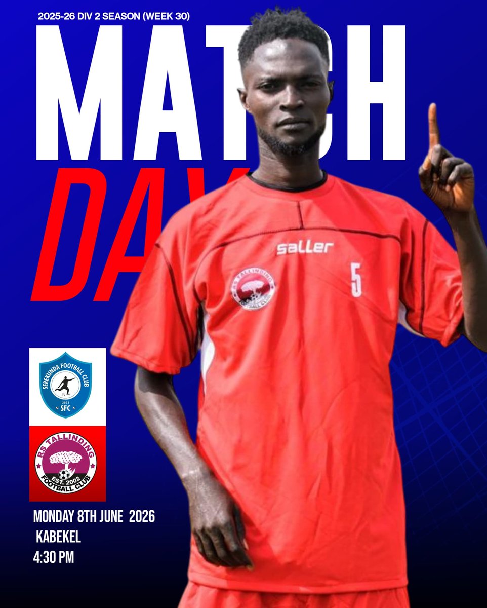 rstallindingfc's tweet photo. Match-Day 30

We head to Kabekel tomorrow for our match week thirty encounter with Serrekunda FC in Gambia Football Federation Division League Two at 4:30 PM.

GoodLuck #BufferZoneBoys https://t.co/kMleZWx7bE
