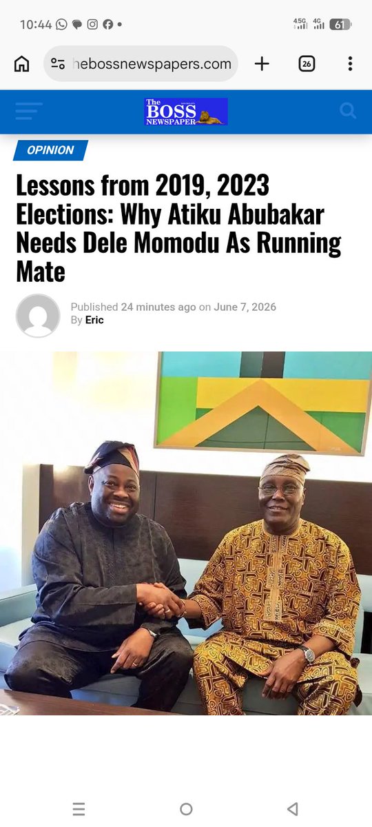 Drssbaba's tweet photo. In my own opinion which reflects that of discerning minds, @DeleMomodu
/@atiku AADM ticket represent a perfect, strong, most effective and a balanced weapon to confront our oppressors come 2027.
The AADM ticket is the way to go.....
https://t.co/WI4NLWPWhF https://t.co/fmJPdVtMPO