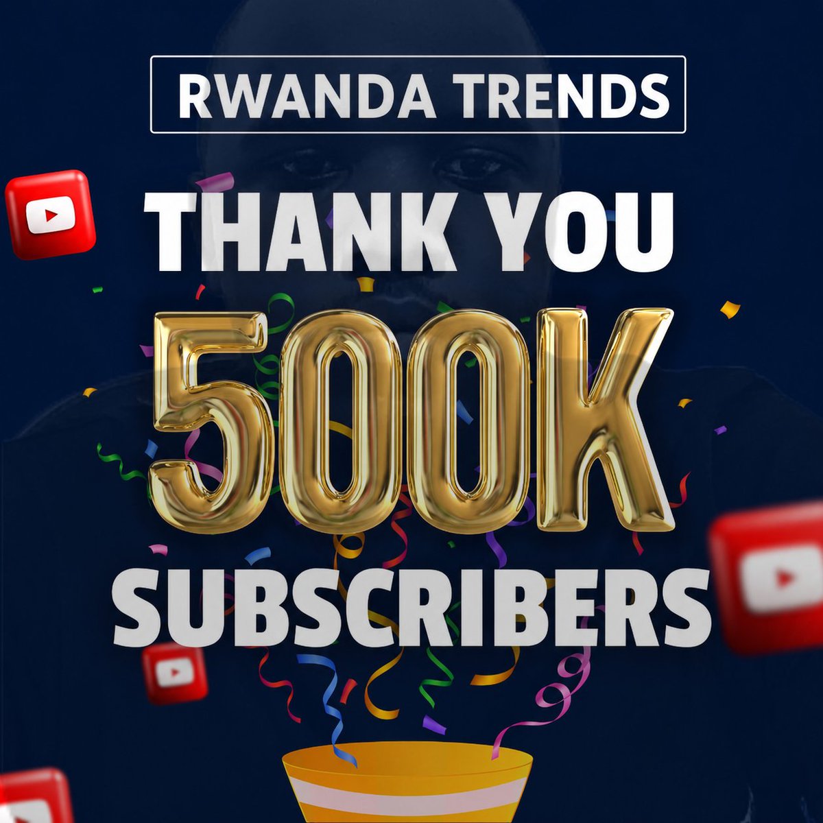 Jacque25Kw's tweet photo. Every subscriber has a story. Thank you for being part of ours. ❤️500,000 Subscribers! Thank You, RWANDA TRENDS Family! ❤️ Every view, every like, every share, and every subscription brought us here. The journey to 1 Million starts now! https://t.co/MXA0eXXYVz