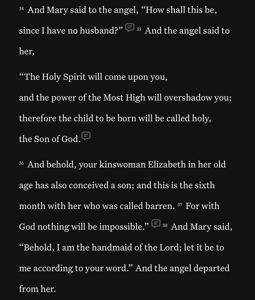 KentSuminski's tweet photo. @miggyboutanut @Verlustt11 She literally gives consent in Luke 1:34-38, read your Bible before you make statements like this. https://t.co/WKGHwENubw