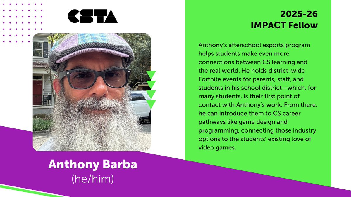 csteachersorg's tweet photo. Meet #IMPACTFellow @AnthonyBarbaSK8, who became a computer science teacher after teaching math for 17 years, building his school's CS program from the ground up. 

Read his full profile on The Voice: https://t.co/2SjzRrr0XP https://t.co/6FGQRo4HuN