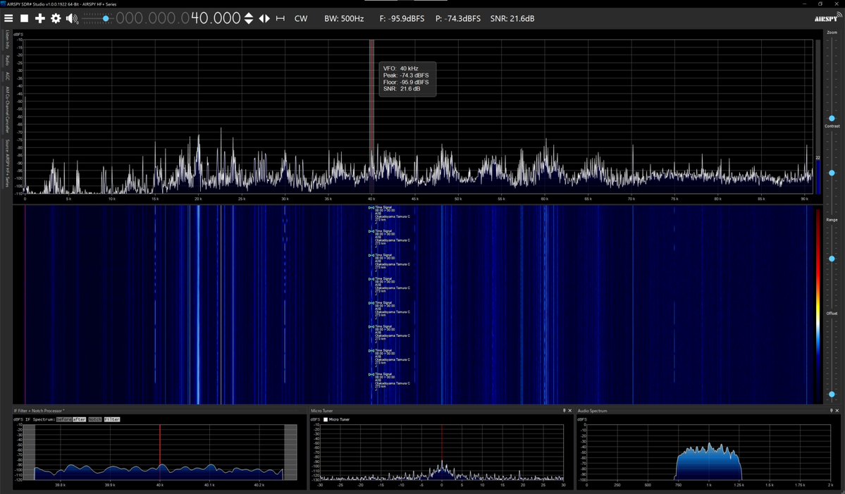 radiosiesta's tweet photo. 今しがたのVLF
21.1、22.2、25、40、60kHzは入感中
54kHzはノイズのため入感確認ができません
おはようございます
#VLF
#Airspy
#SDRSharp
#YouLoop
#YouTwin
#YouTwist https://t.co/TGkhILbXWD