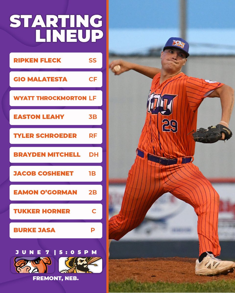 fremont_moo's tweet photo. Starting Lineup vs. Hastings Sodbusters 🐮
⏰ 5:05 PM
🎥 https://t.co/FSsWi4dMKZ
🎧 https://t.co/VCvjpXkfkz https://t.co/Kw0CF5bdra