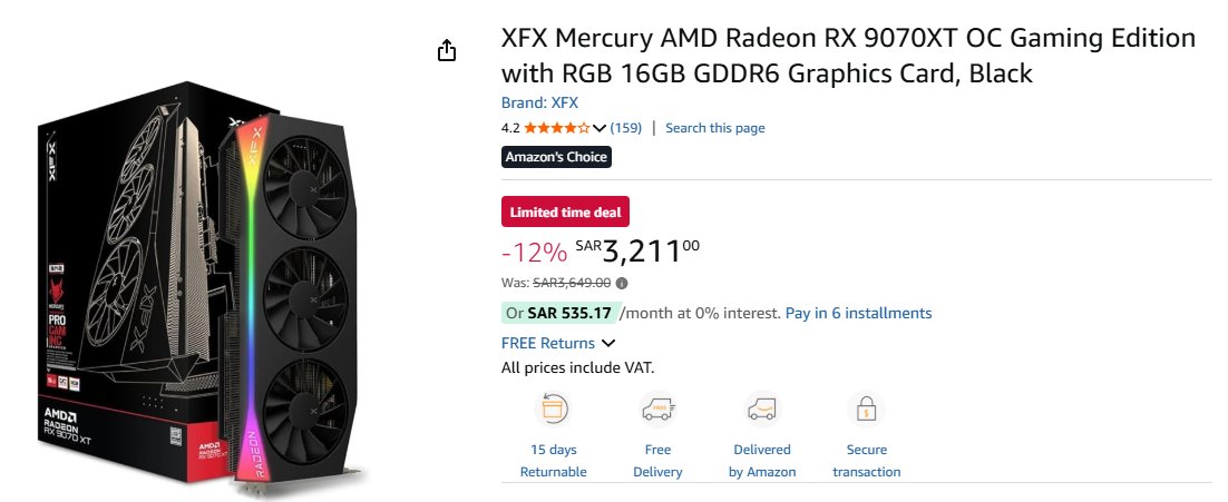RockN1986's tweet photo. XFX Mercury AMD Radeon RX 9070XT🚨

السعر 3211 ريال⚡

البائع \ Amazon 

https://t.co/AeMjnjJhUV https://t.co/0uwQlzRu5c