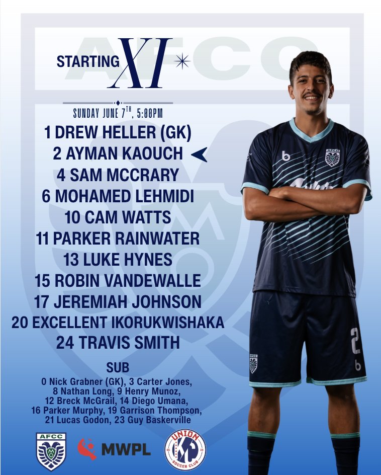 AFCColumbia's tweet photo. Your starting XI for tonight's match against Union KC. https://t.co/wEMLmfTsaA