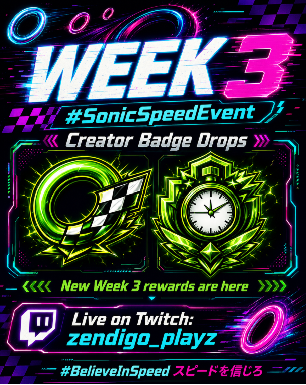 ZendigoPlayz's tweet photo. Week 3 is Here with NEW BADGE DROPS!
#twitchstreamer #contentcreator #twitch #speedrun #speedrunners #streamer https://t.co/kfzDhV9Ul4