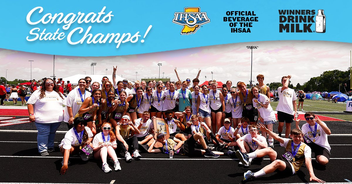 IHSAA1's tweet photo. Winners Drink Milk!

Congratulations to the Penn Kingsmen, 2026 IHSAA Unified Track & Field State Champions! The Kingsmen won their first ever Unified Track state title after finishing as runner-up last year! 🏆

Special thanks to the American Dairy Association-Indiana…Refuel, Rehydrate, Repair with Milk, the Official Beverage of the IHSAA! @INDairy 

Photo Creds:
David Dixon & Jeff Brown - Double Edge Media @demllc