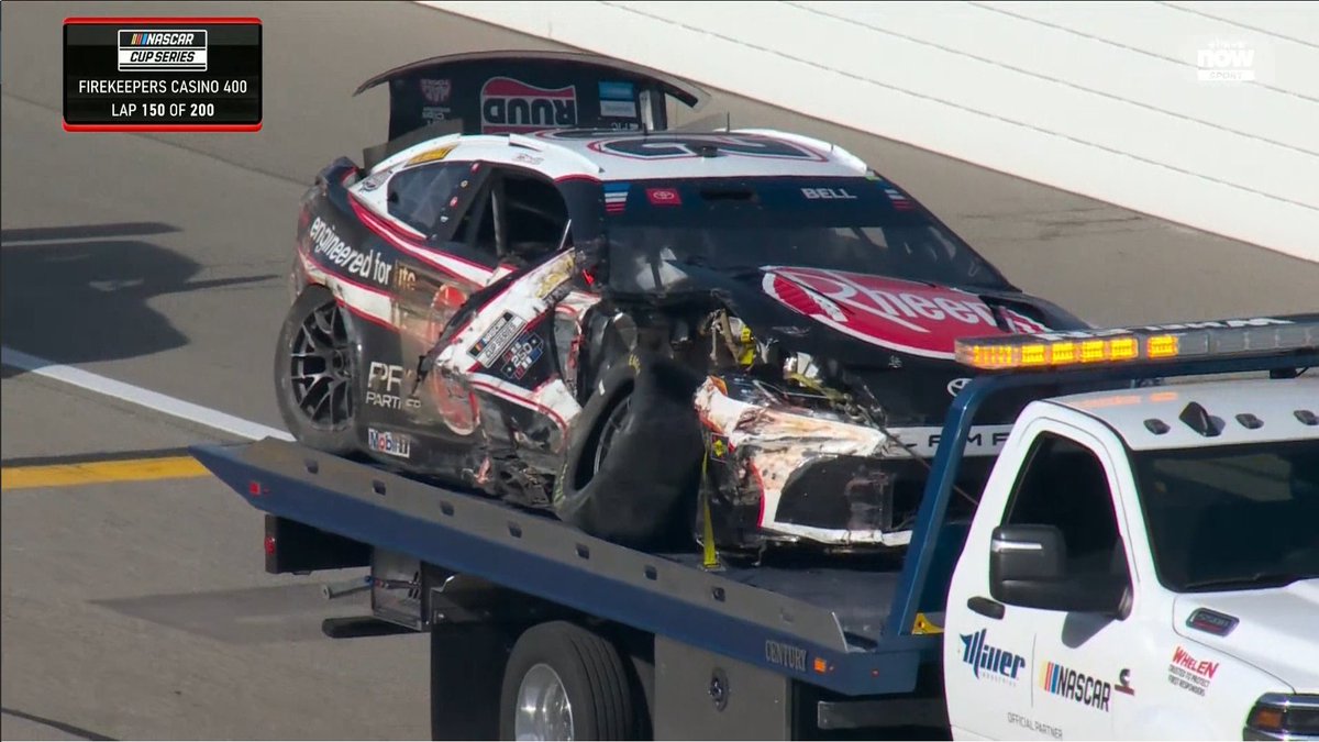 OnDisasters's tweet photo. Christopher Bell´s car after the red-flag wreck at Michigan. Damn this was violent https://t.co/RXjBXiIFih