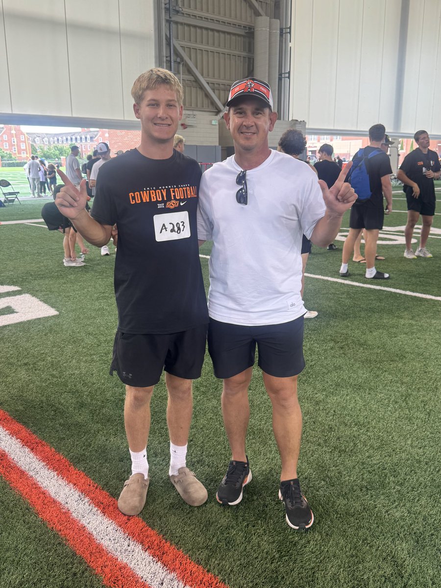 Gage_Sharp6's tweet photo. Had a good time at @CowboyFB camp. was able to get better with some of my teammates @Lanesimpson716, @IsaacD3322 

@CoachEdwardsWR @__CoachMorris @WesDr8ke @PrepRedzoneOK @chisholm_scott @DouthitJaxon https://t.co/O6UZEL78Sa