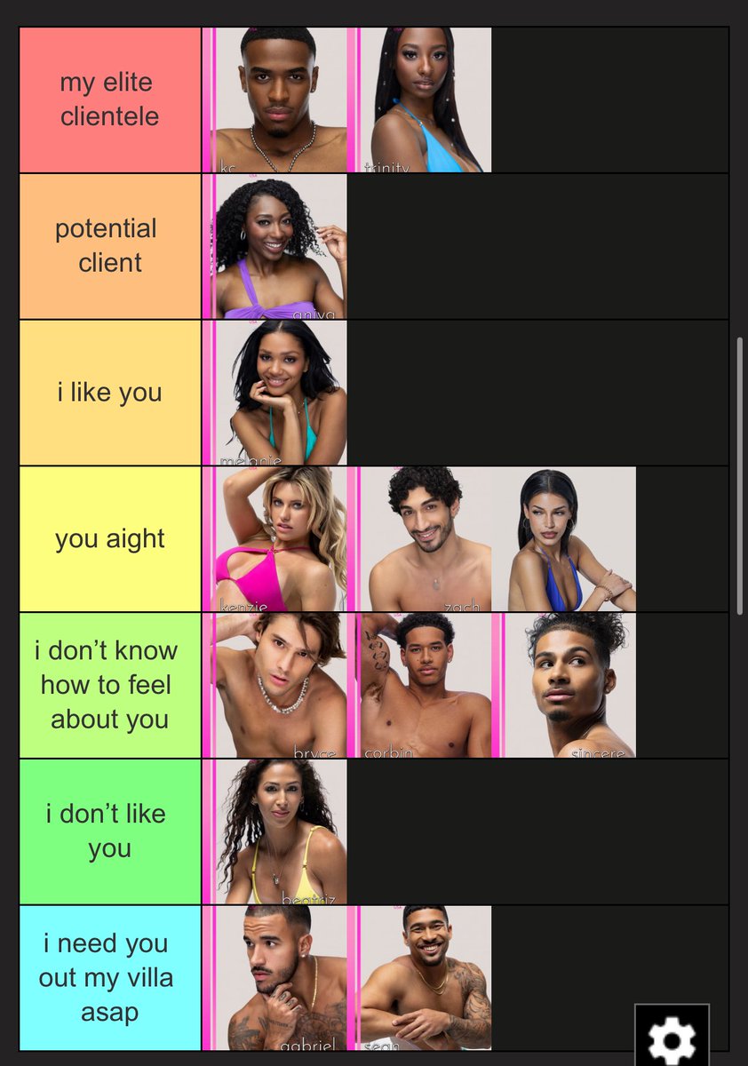 L3R4CHA's tweet photo. 💕💕love island tier https://t.co/OLsfHDL6nV