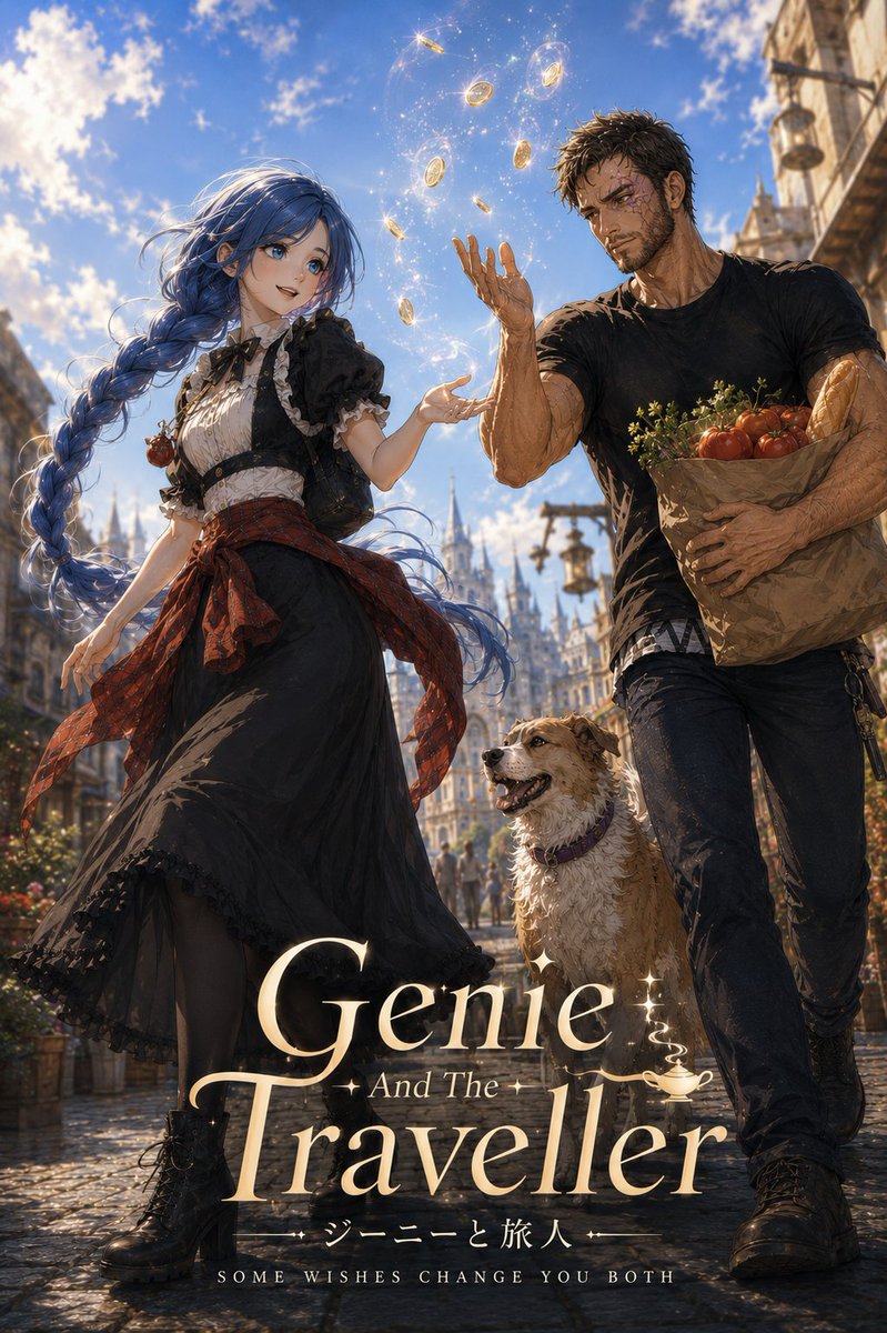 3V1L5P1K3's tweet photo. #GenieAndTheTraveller #PixelLatesun #StevenLatesun #PixelsWhatThe #FantasyAdventure #MagicAndWonder #OriginalCharacters #WorldBuilding #FantasyFiction #CharacterDesign #CoverArt #AnimeInspired https://t.co/xDOfwlMko0