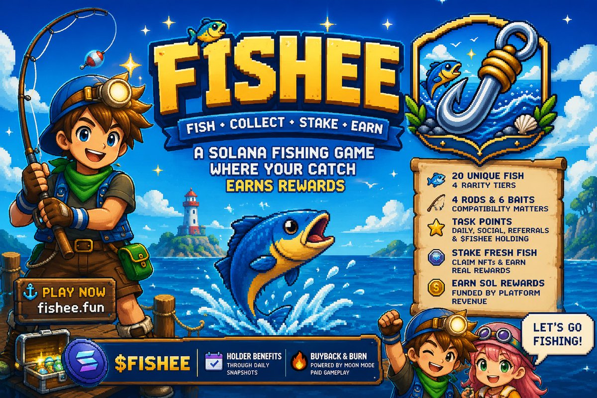 JackMiler56's tweet photo. Imagine opening a mobile game, casting a fishing rod into the ocean, catching rare fish, collecting NFTs and earning rewards, all powered by Solana

That's @FisheeFun

But don't worry if you're new to crypto or gaming. 

I’m here to explain in the easiest way ever

A thread 🧵 https://t.co/NR0KP6dnbh