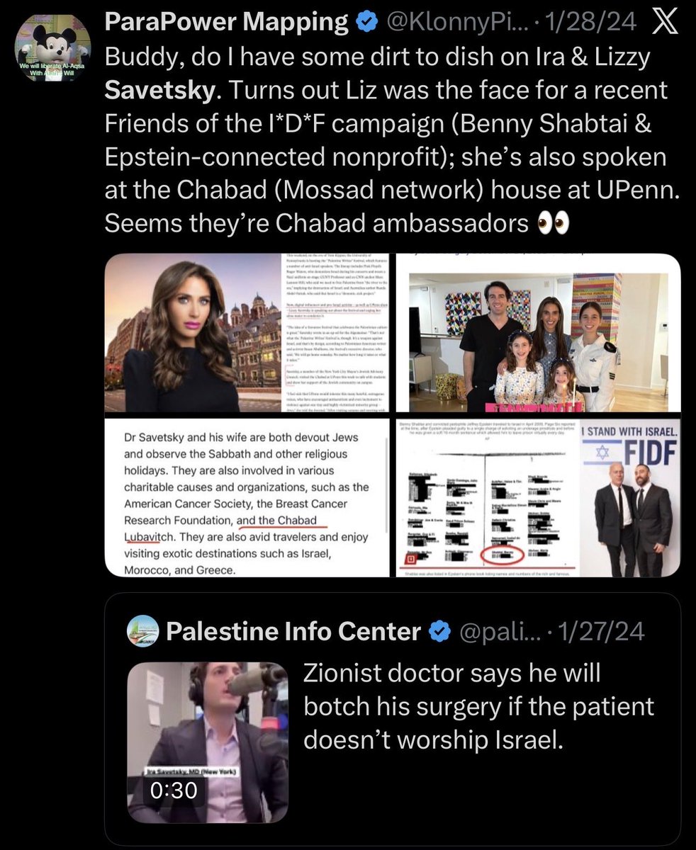 KlonnyPin_Gosch's tweet photo. Reminder that this Real Chabadnik Housewife of NYC was kicked off the show bc her plastic surgeon husband who promised to intentionally botch the surgeries of pro-Palestine supporters said the N-Word and they’re also Friends of the I•D•F ambassadors https://t.co/wsm8gqYdyq